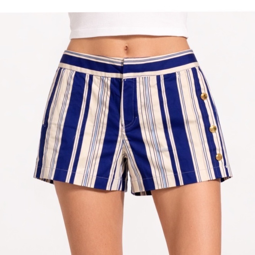 Banana Republic Women Ryan Blue Striped Shorts Cotton‎ Preppy Nautical Women 4